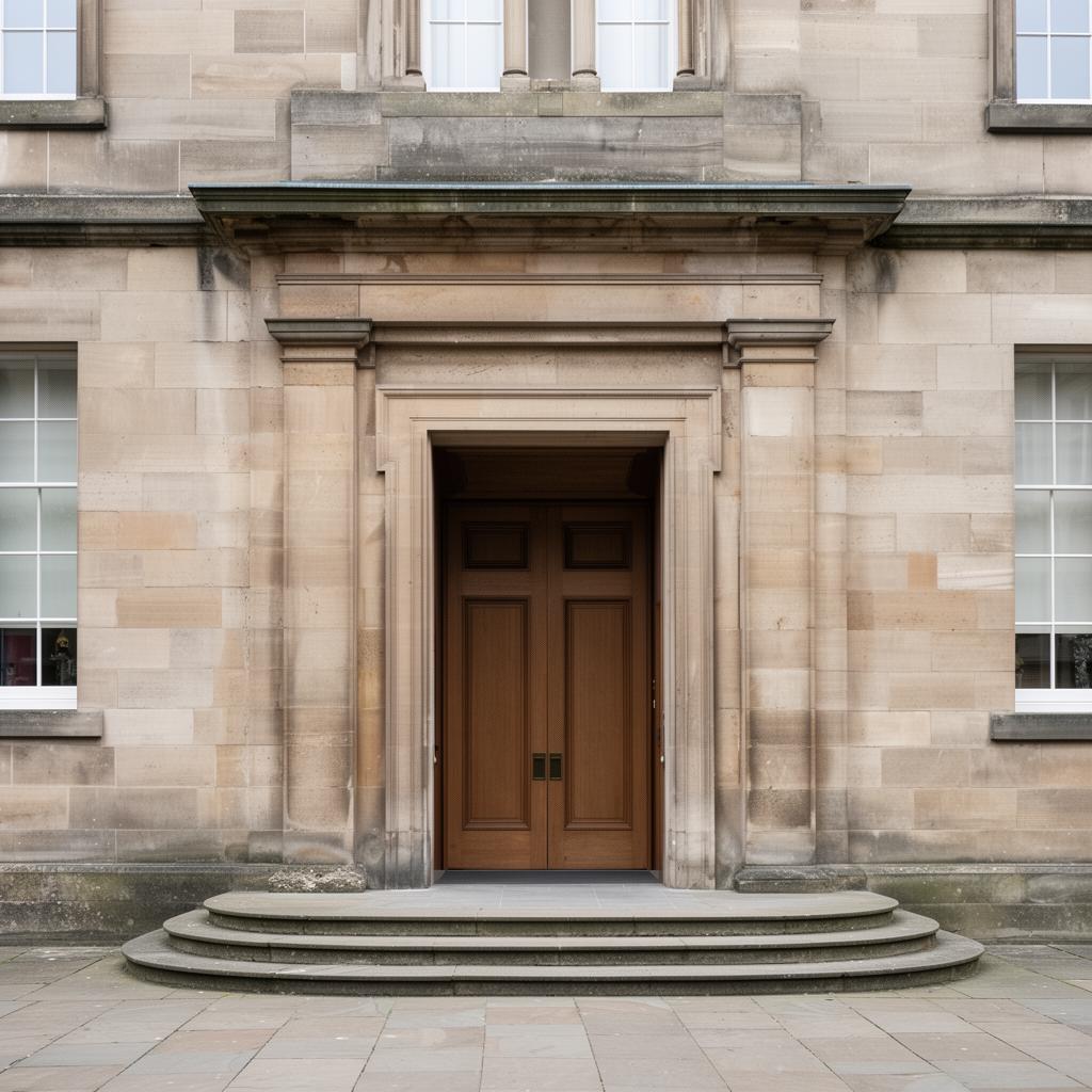 Stone threshold of a historic civic building